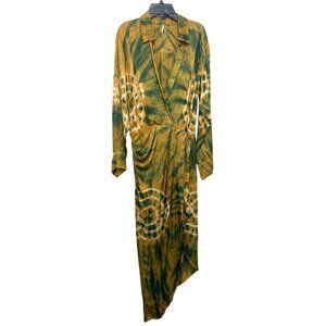 Young Fabulous Broke Tie-Dye Asymmetrical Ruched Maxi Dress  Small NWOT
